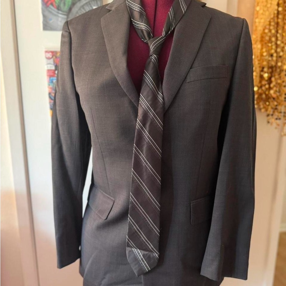 Joseph Abboud Charcoal Suit with Striped Tie